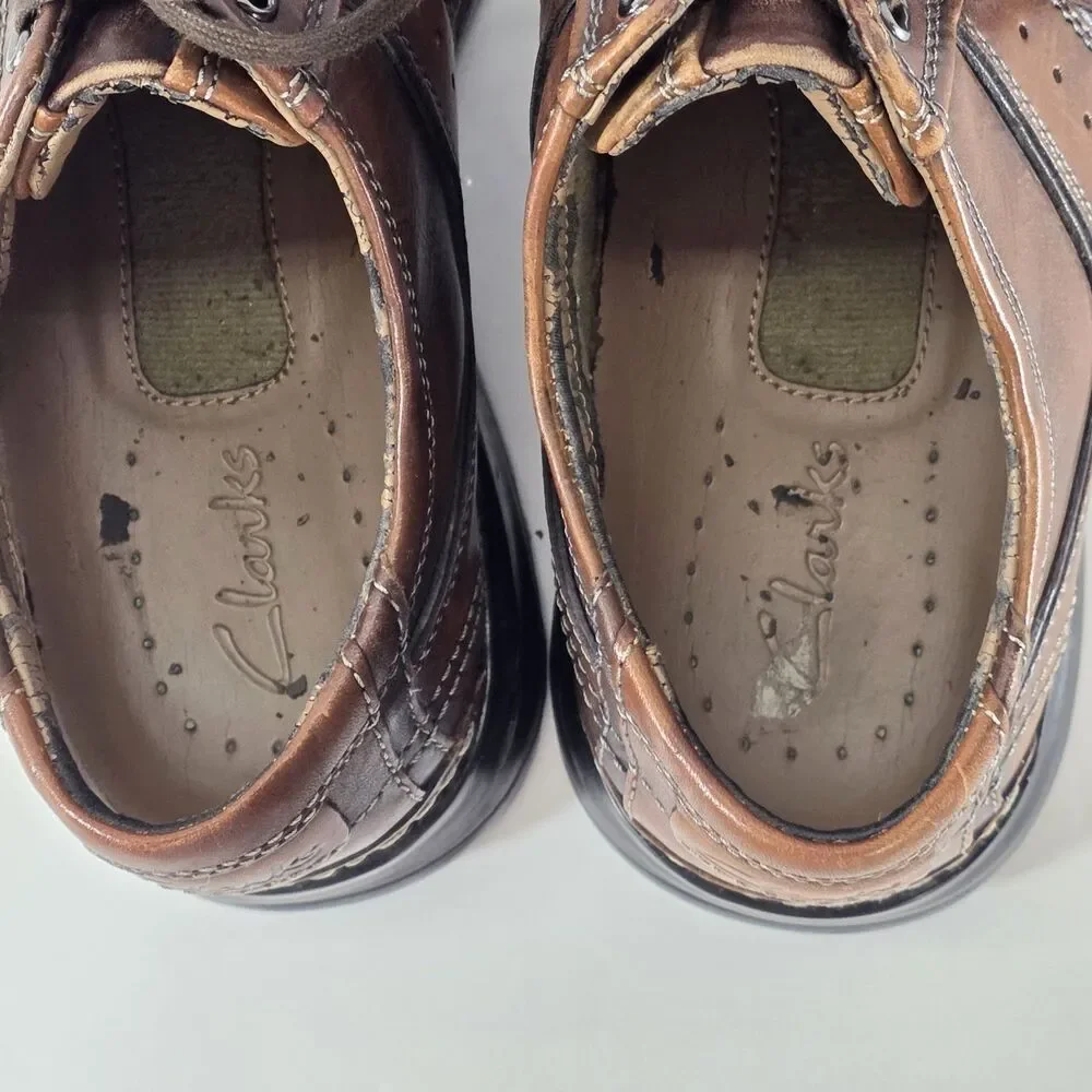 Clarks Men's Size 8M Brown Leather Oxford Comfort Shoes Lace Up Casual Walking